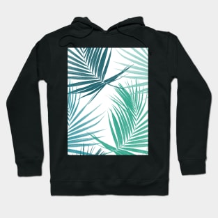 Green tropical palm leaves print. Exotic leaves summer composition. Hoodie